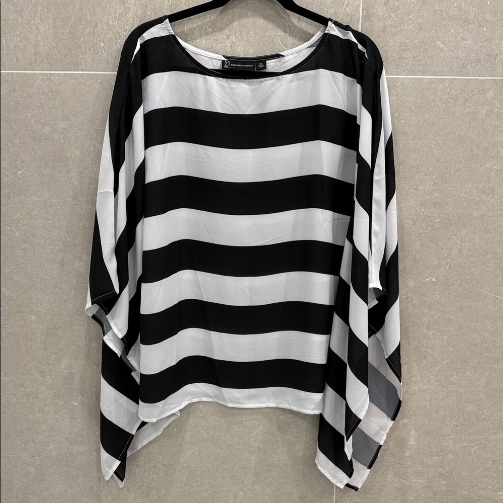 New York & Company Monochrome Striped Blouse
